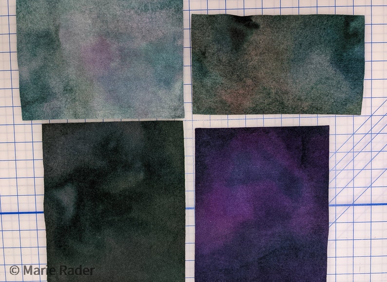 Hand Dyed Felted Wool Fabric with Dark Colors of Violet and Pine Green Pastel Color of Soft Green Blue