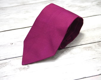 Men's burgundy tie, wine groomsmen ties, fall wedding ties, wine wedding necktie, mens necktie, 100% cotton, matte-look, handmade in Cali