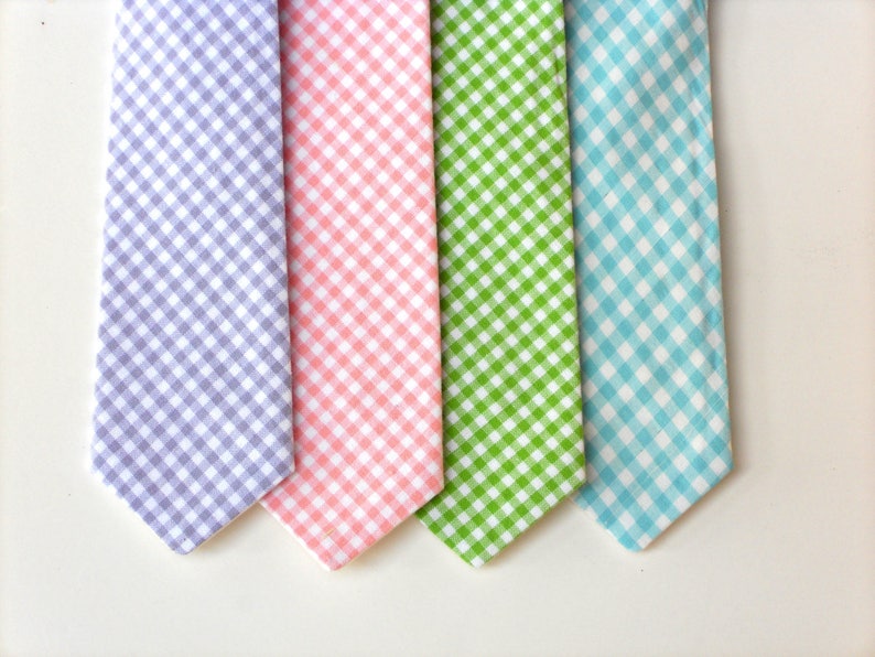 Gingham necktie pink necktie for boys baby tie toddler ring bearer clothes lavender boys tie ring bearer outfit boys wedding outfit