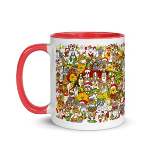 The Twelve Dogs of Christmas Mug with Red Inside image 1