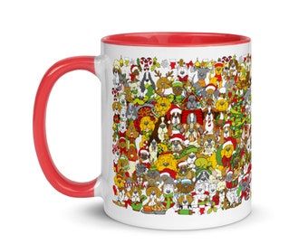 The Twelve Dogs of Christmas Mug with Red Inside