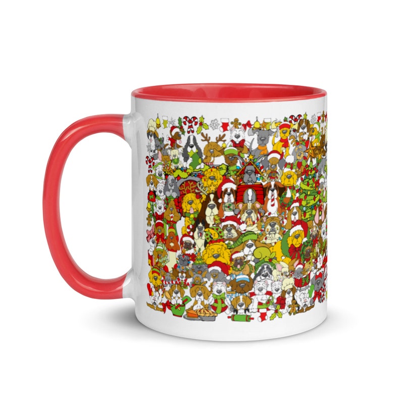 The Twelve Dogs of Christmas Mug with Red Inside image 1