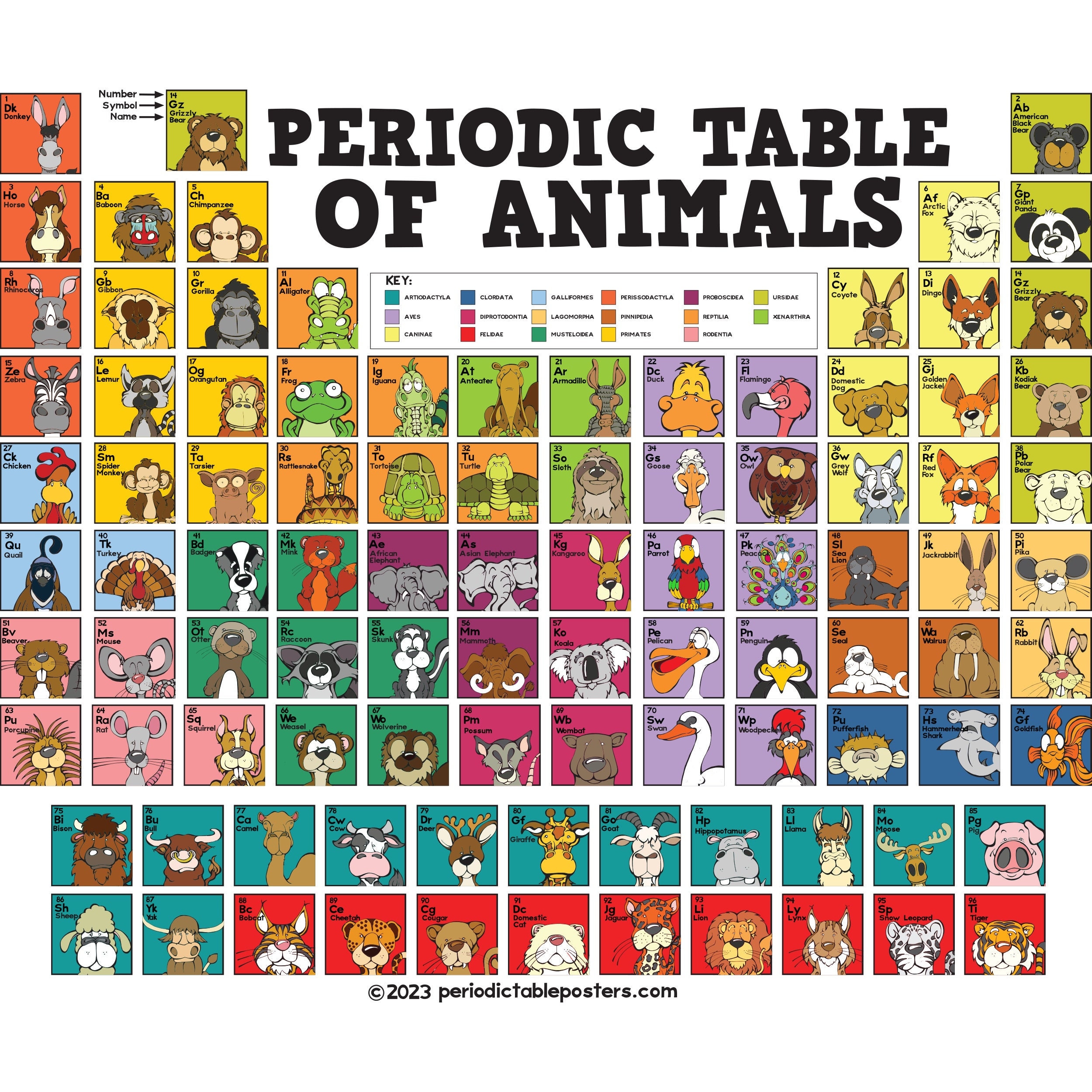 Periodic Table of Animals Poster Etsy