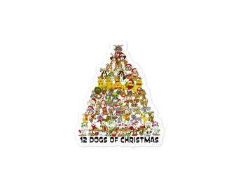 12 Dogs of Christmas Tree Bubble-free stickers