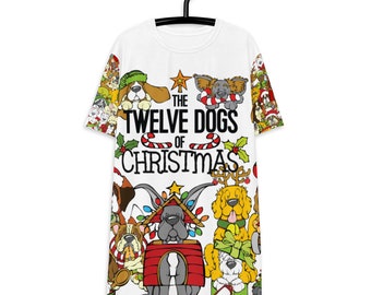 The Twelve Dogs of Christmas T-shirt dress