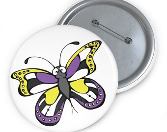 Nonbinary Butterfly Pin Buttons