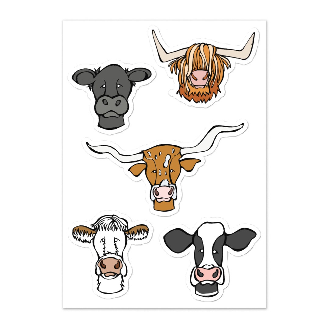 Cow Sticker Cut Out Some Cows Sticker Sheet - Etsy