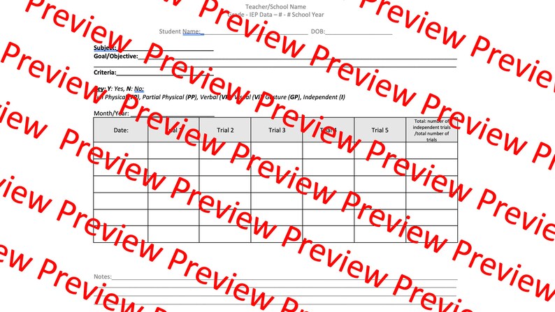 Special Education IEP Data Sheets - EDITABLE - Etsy