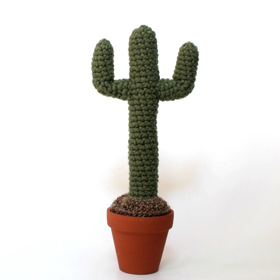 Crochet Cactus Saguaro Cactus Crocheted Arm Cactus Fake | Etsy