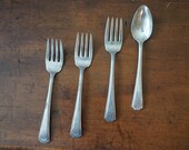 Silver Plate Flatware 3 Forks and 1 Spoon Wedding Mid Century Flatware Serve Ware National Silver Company Adam Pattern