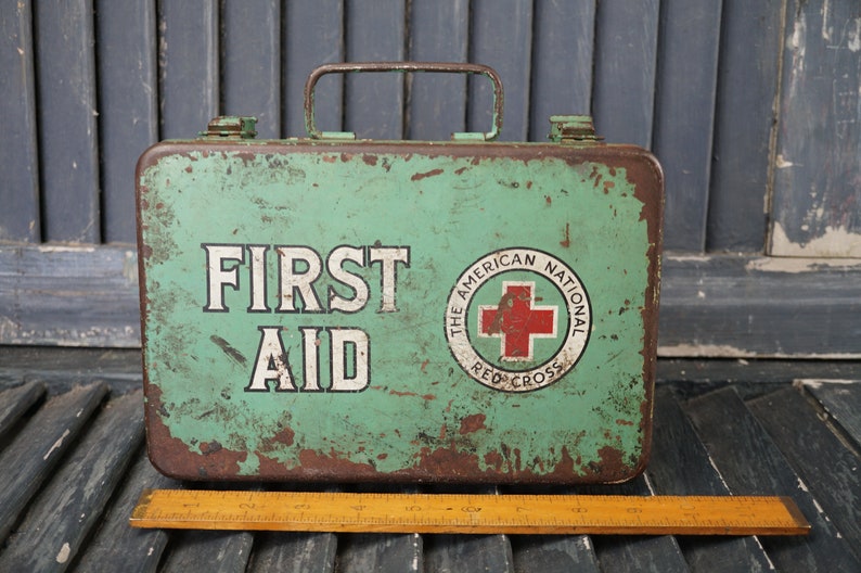 First Aid Kit Vintage Medical First Aid Kit The American National Red Cross First Aid Kit Medical Kit Survival