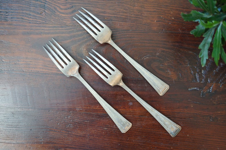 Silver Plate Flatware 3 Nickel Silver Forks Wedding Mid Century Flatware Serve Ware Vintage Forks