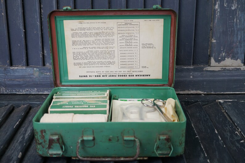 First Aid Kit Vintage Medical First Aid Kit The American National Red Cross First Aid Kit Medical Kit Survival