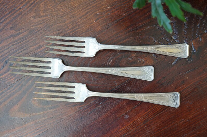 Silver Plate Flatware 3 Nickel Silver Forks Wedding Mid Century Flatware Serve Ware Vintage Forks