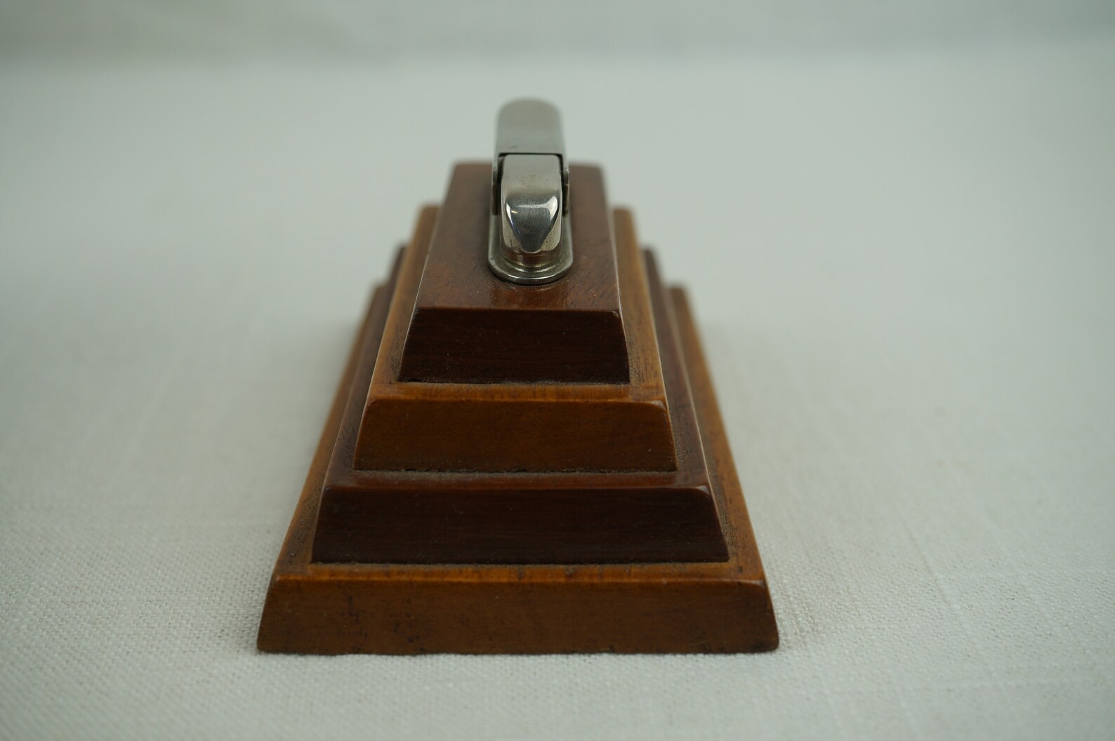 Wooden Teak Mid Century Table Lighter With Chrome Cigarette Etsy