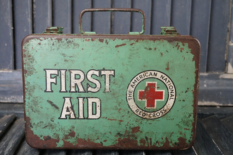 First Aid Kit Vintage Medical First Aid Kit The American National Red Cross First Aid Kit Medical Kit Survival