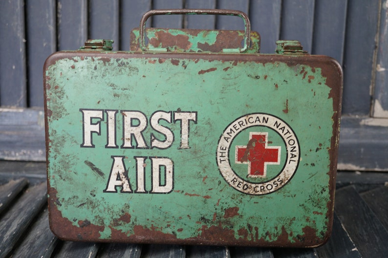 First Aid Kit Vintage Medical First Aid Kit The American National Red Cross First Aid Kit Medical Kit Survival