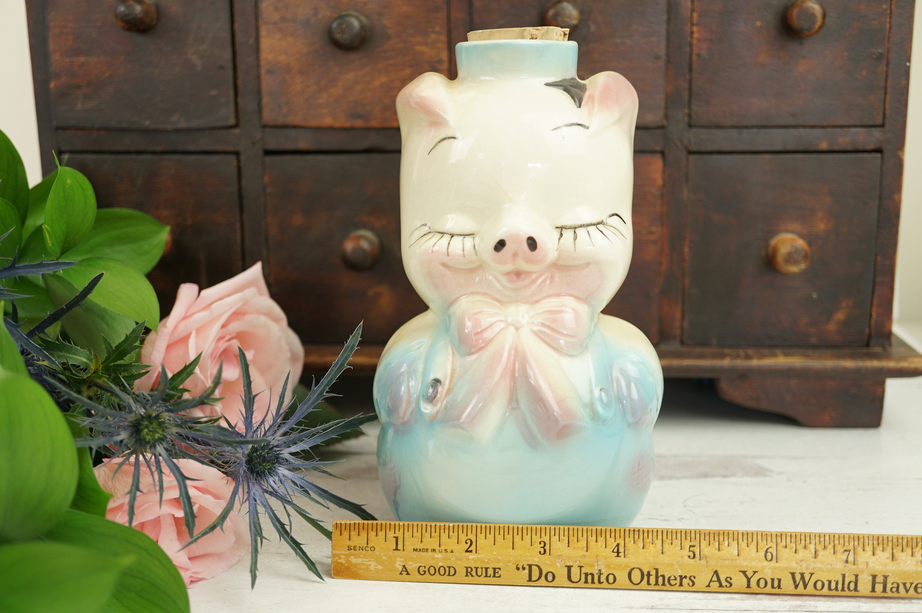 Vintage Leeds Pig Decanter Retro Nostalgic Mid Century Grandmillenial