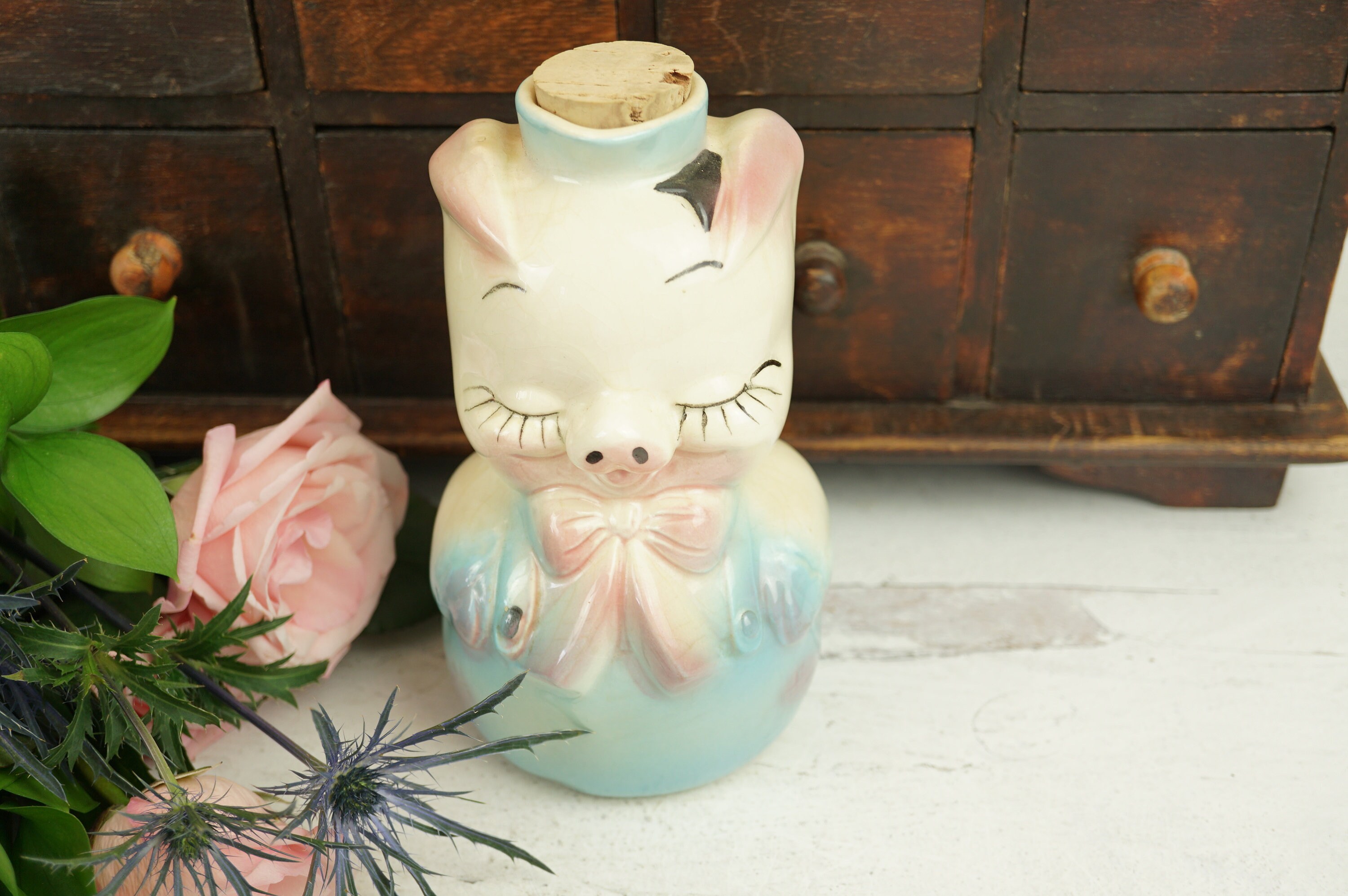 Vintage Leeds Pig Decanter Retro Nostalgic Mid Century Grandmillenial