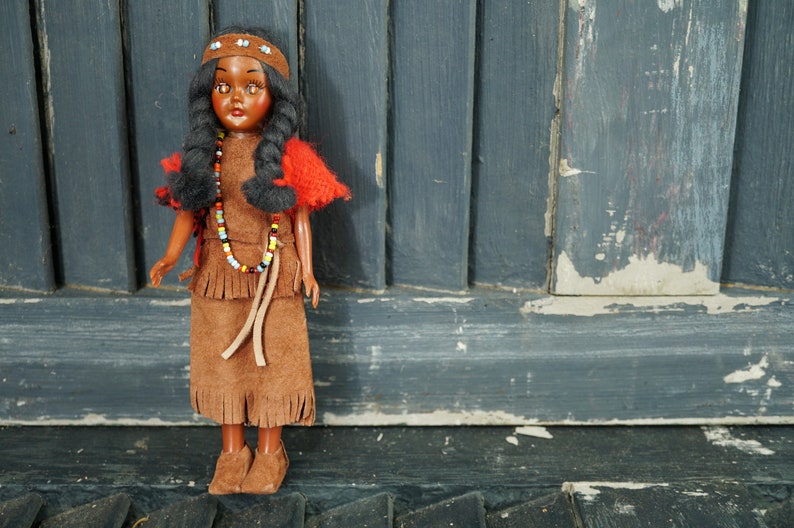 vintage indian doll with papoose