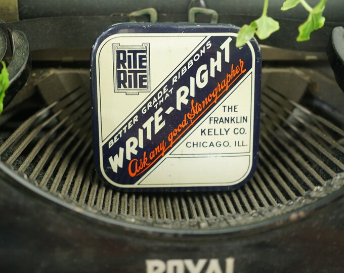 Typewriter Ribbon Tin Vintage Rite Rite Write Right / Travel Watercolor ...