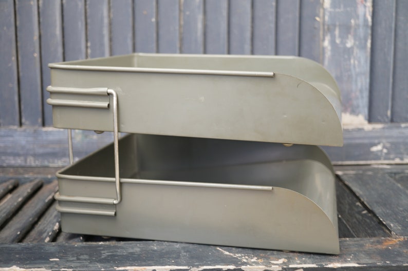 Vintage 2 Tier Globe Wernicke Metal Stacking Desk File Trays Etsy