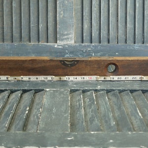 Surface leveling device Rare measuring tool Masonry working tool Carpenters tool Primitive leveling tool Wooden spirit level 1950s