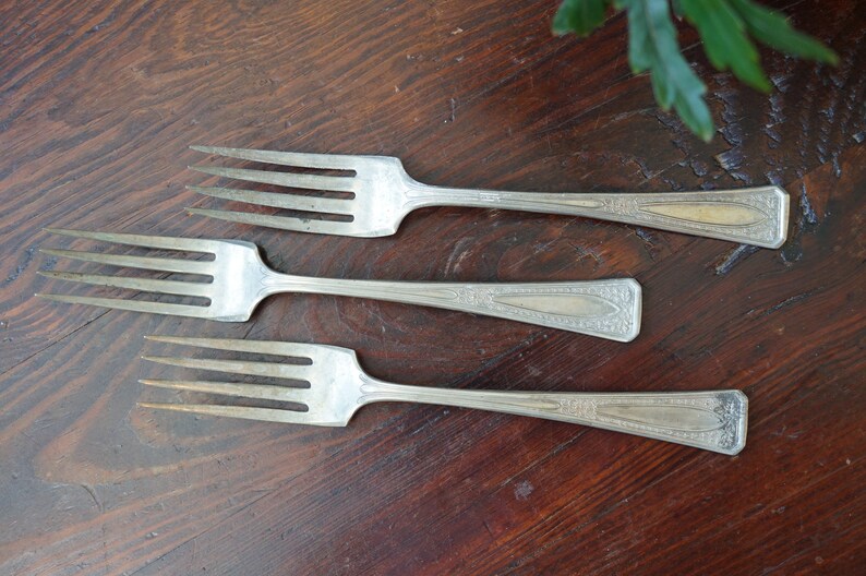 Silver Plate Flatware 3 Nickel Silver Forks Wedding Mid Century Flatware Serve Ware Vintage Forks