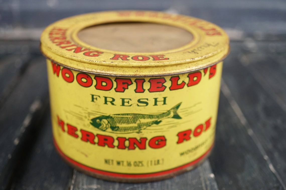 Vintage Woodfield's Fresh Herring Roe Can / Vintage Fish Etsy