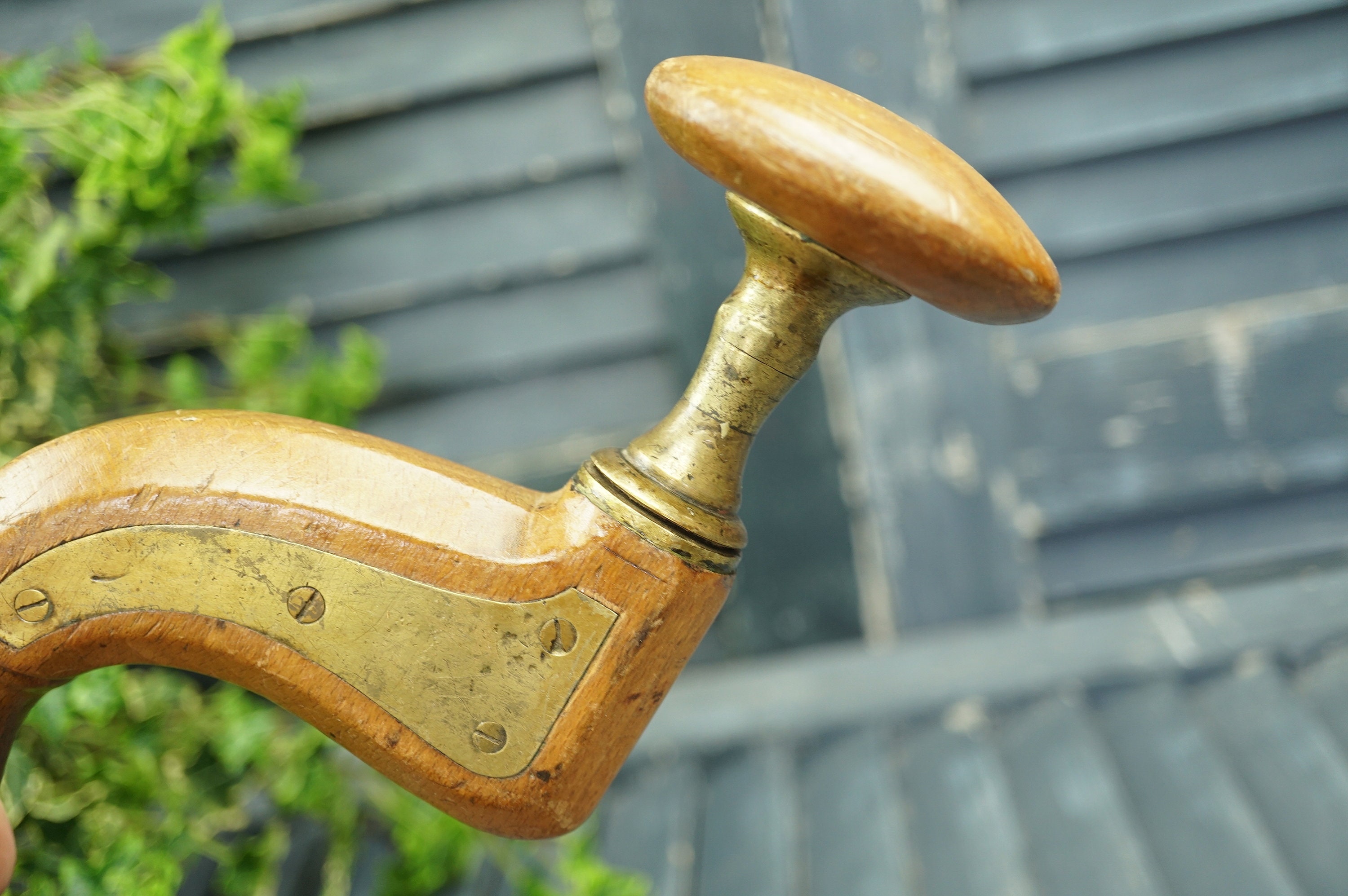 Woodworkers Antique Brace Hand Drill / Wood and Brass Hand Etsy UK