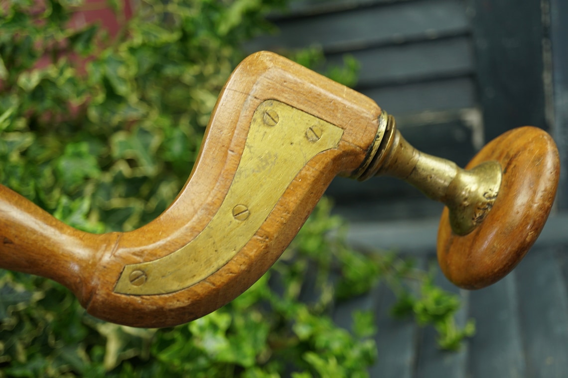 Woodworkers Antique Brace Hand Drill / Wood and Brass Hand Etsy