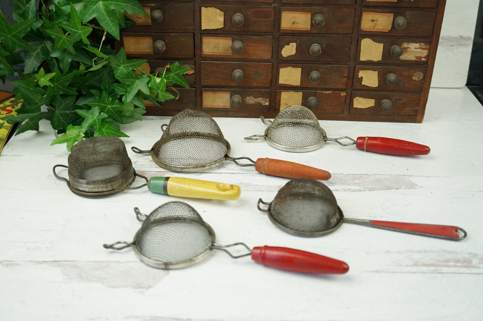 Five Hand Held Vintage Kitchen Strainers / Rustic / Farmhouse Etsy
