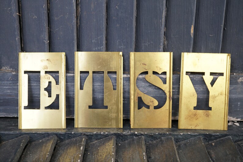 Reeses Brass Stencils Vintage ABC/'s 2 inches Original Box Interlocking Brass Stencils