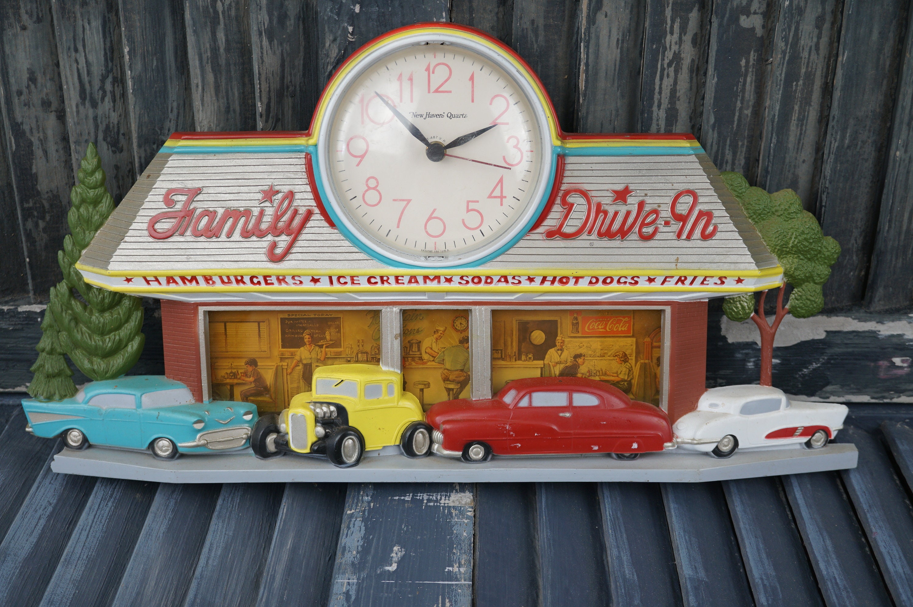 Vintage 1988 Coca Cola Family Drive In Sign New Haven Quartz Etsy