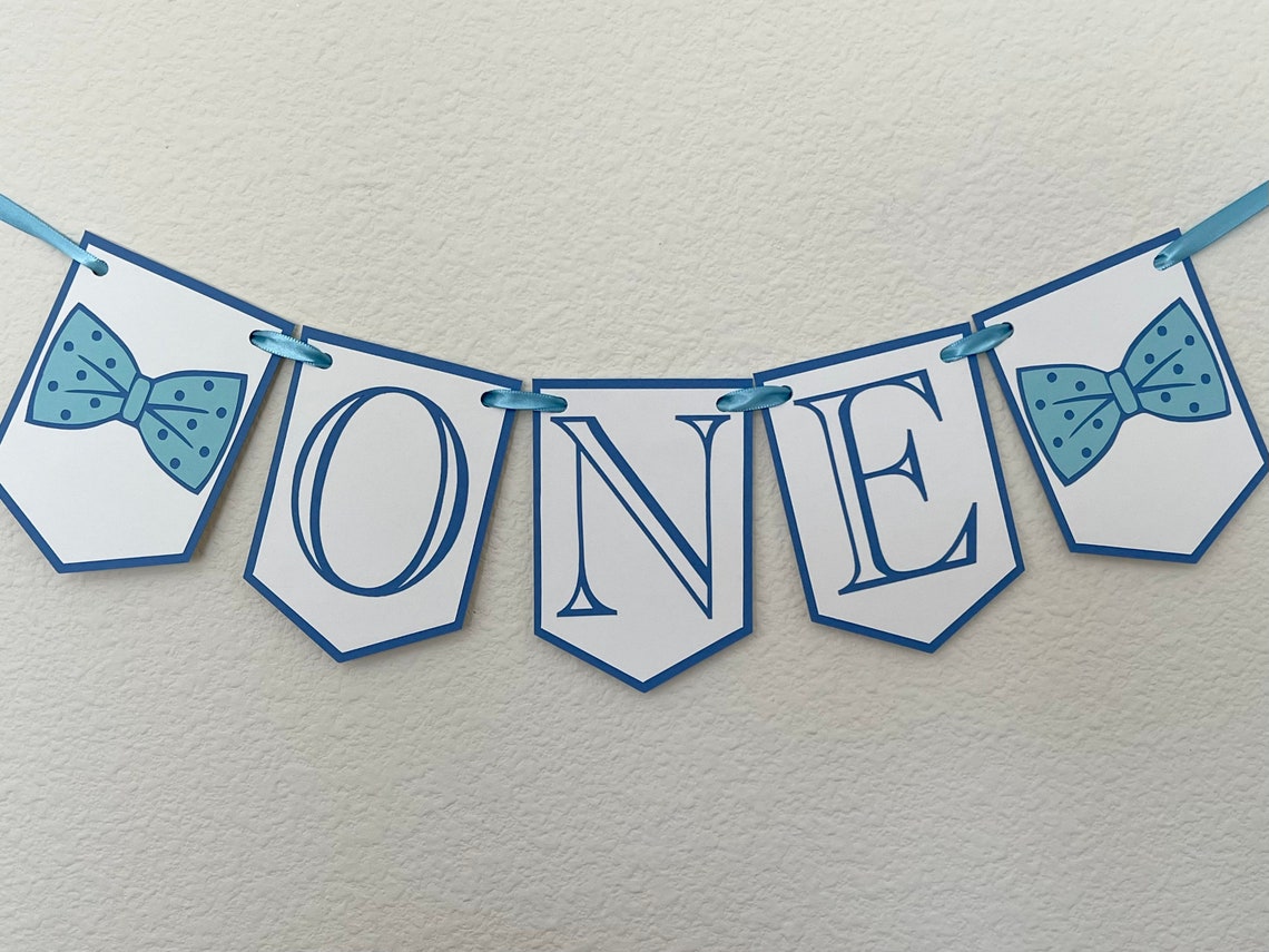 One Bow Tie Banner One First Boy Banner One High Chair Bow - Etsy