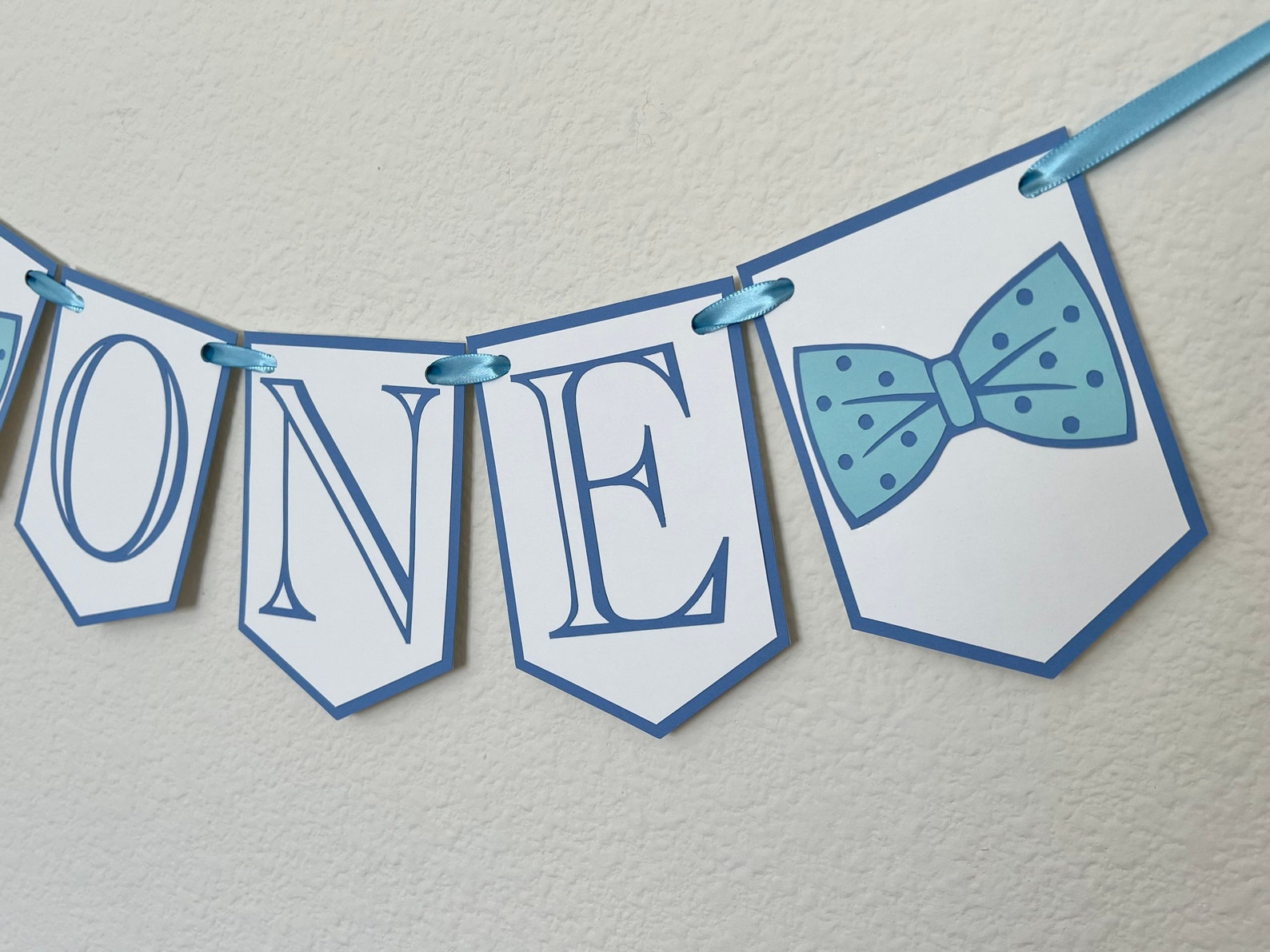 One Bow Tie Banner One First Boy Banner One High Chair Bow - Etsy
