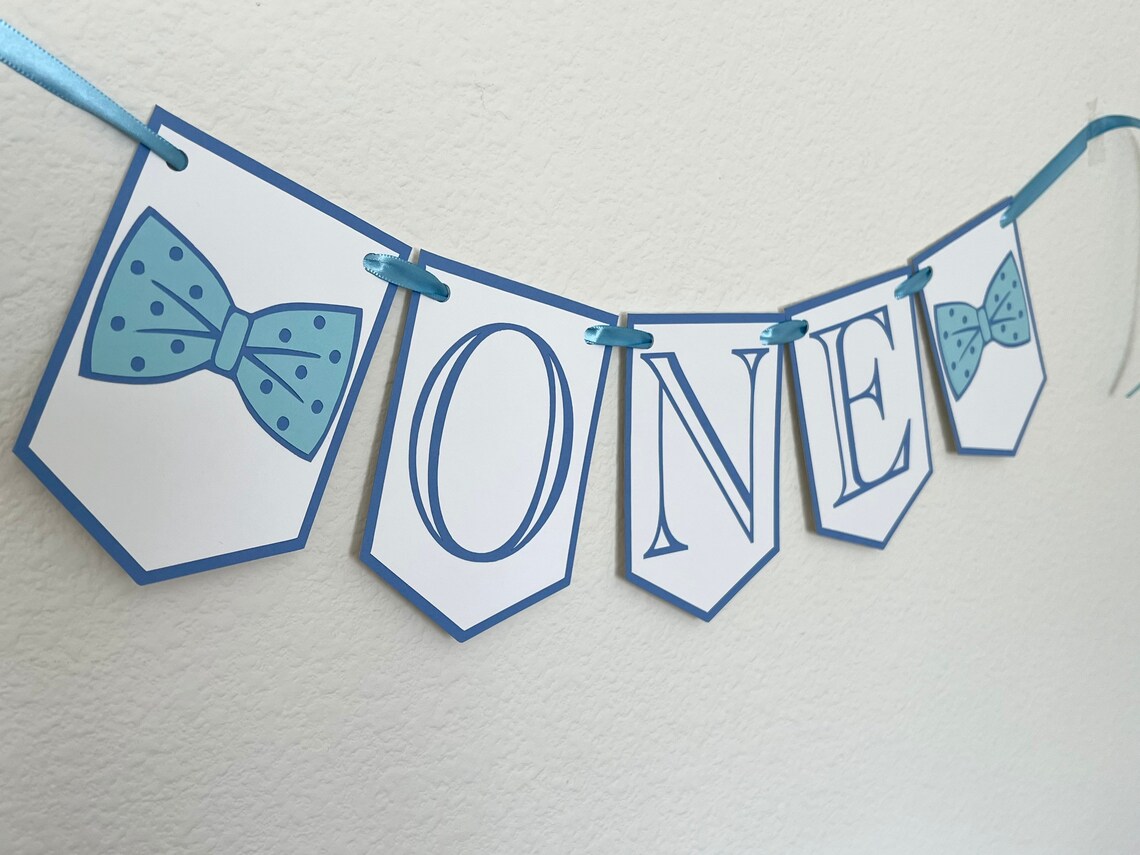 One Bow Tie Banner One First Boy Banner One High Chair Bow - Etsy