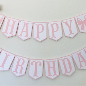 Happy Birthday Bow Girl Banner, Bow Party Decor, First Bow Birthday Party, Pink Bow Happy Birthday Banner, Baby Girl Bow Banner