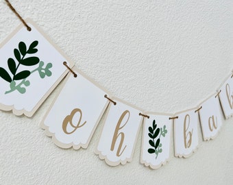 Oh Baby Greenery Banner, Oh Babies Greenery Banner, Greenery Baby Shower Banner, Greenery Baby Shower Decor