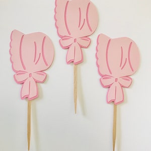 Bonnet Cupcake Toppers, Girl Bonnet Cupcake Toppers