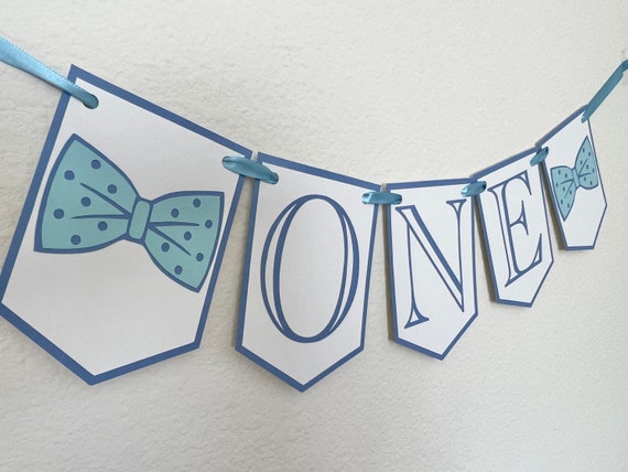 One Bow Tie Banner One First Boy Banner One High Chair Bow | Etsy