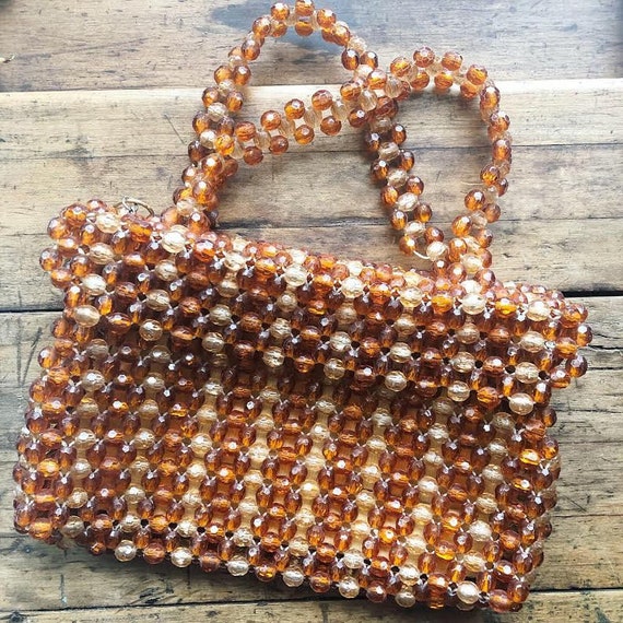 Vintage Mid century beaded zip handbag - image 2