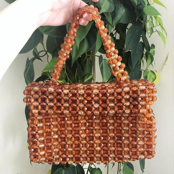 Vintage Mid century beaded zip handbag - image 1