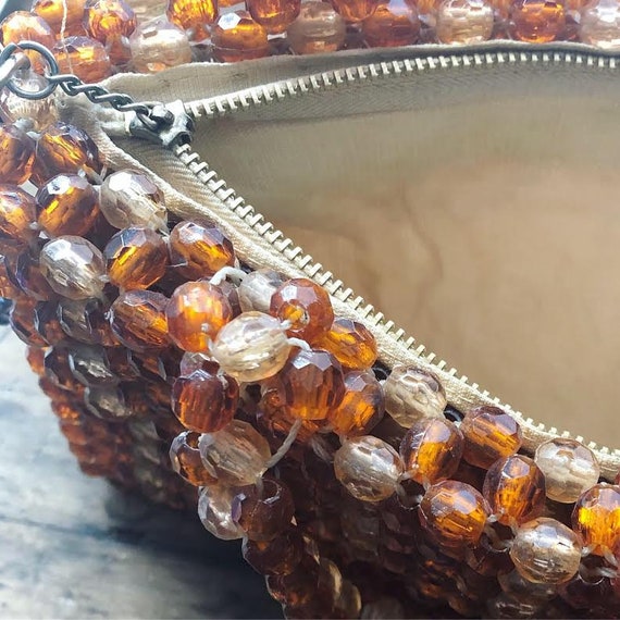 Vintage Mid century beaded zip handbag - image 5