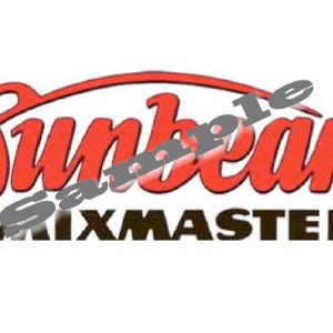 Adesivo com logotipo para mixer de substituição Sunbeam Mixmaster para modelos 9, 10A e 11.