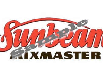 Sunbeam Mixmaster Replacement Mixer Logo Decal for Model 9, 10A, 11.