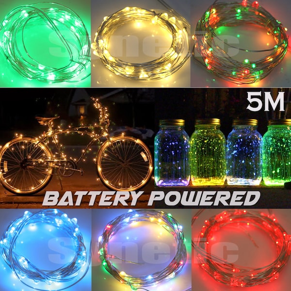 5M LED Fairy Light Strip Battery Bike Christmas Decorative DIY RGB Multi-Color