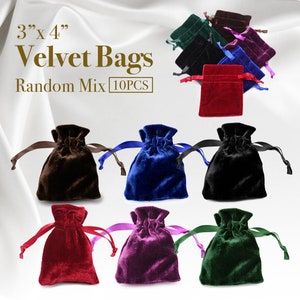 10pcs Jewelry Velvet 3"x4" Bags Drawstring Pouches Gift Wedding Favors Small