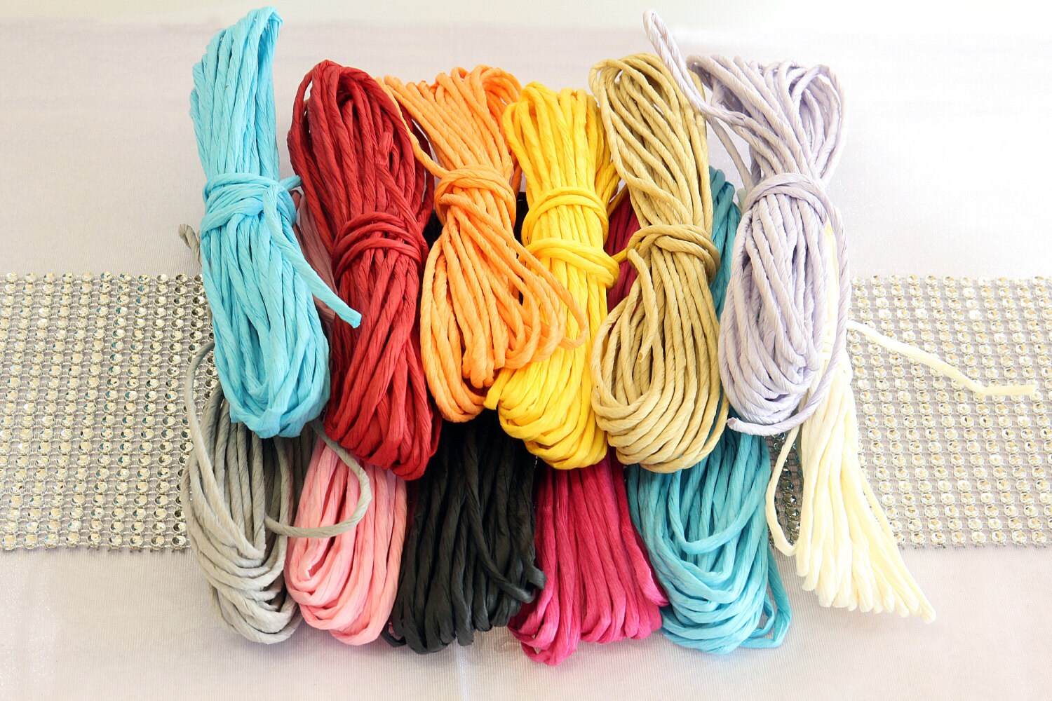 12 Bundles of Assorted Color Paper Twine Solid Color Etsy