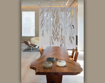 Biombo metálico de sauce llorón, biombo colgante artístico, obra de arte grande